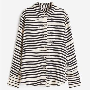 Black and White Zebra Print Long Sleeve Button Down Shirt